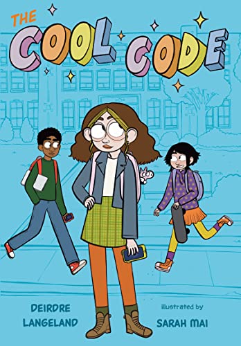 Book cover: three students walking, colorful lettering, school building background.
