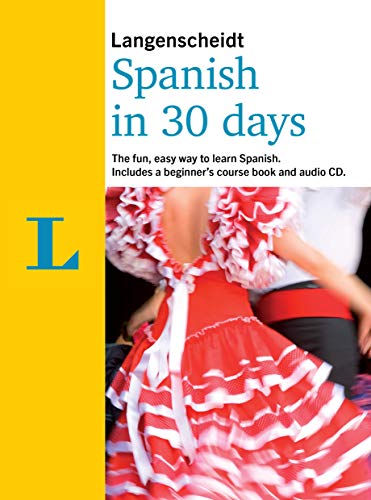 Book cover: "Langenscheidt Spanish in 30 Days" with flamenco dancers.