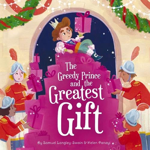 Book cover: a prince surrounded by gifts and festive decorations.