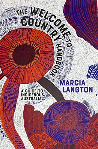 Book cover with abstract red and blue Indigenous Australian artwork.