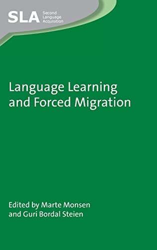 Green book cover with white text: "Language Learning and Forced Migration".