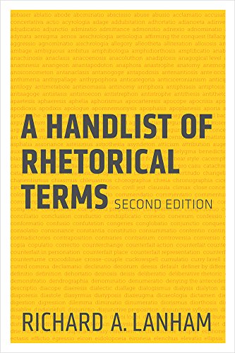 Yellow book cover with black text listing “A Handlist of Rhetorical Terms.”