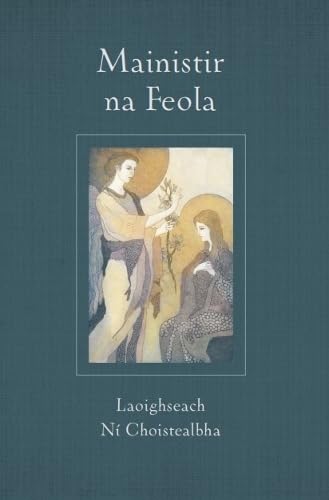 Book cover with artwork depicting two figures and Irish text.