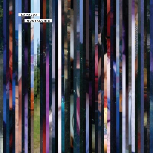 Lapalux “Nostalchic” album cover with vertical stripes and blurred figures.