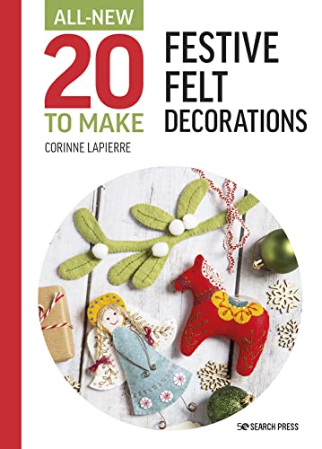Book cover featuring handmade felt Christmas decorations on a white surface.