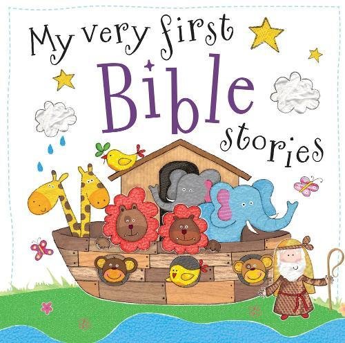 Cover of My Very First Bible Stories featuring Noah's ark with animals and Noah.