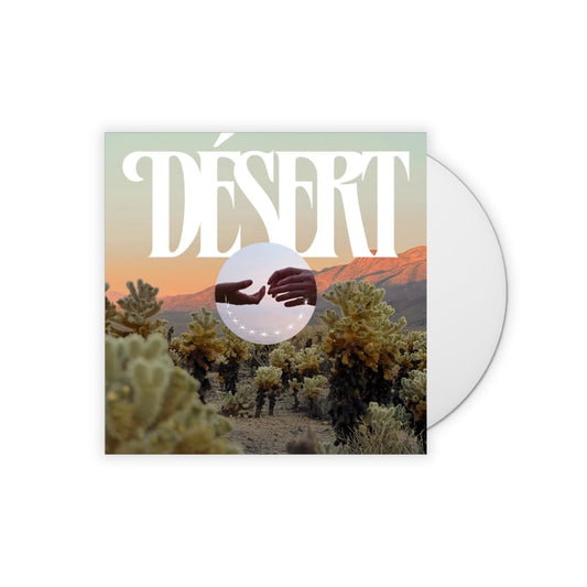 CD cover with desert landscape, hands reaching, and large text "DÉSERT".