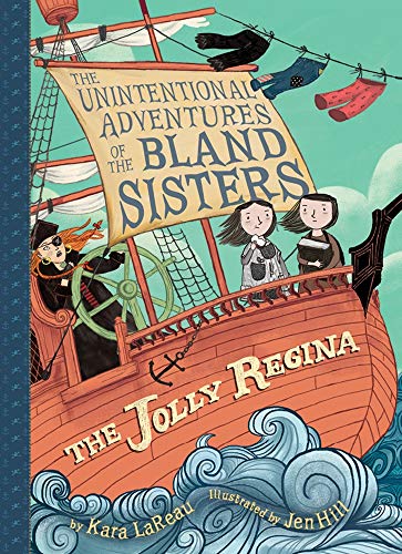 Illustration of a ship with three young girls and a pirate captain.