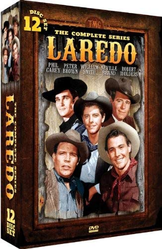 DVD case for “Laredo” featuring four cowboys in hats.