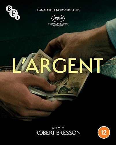 Blu-ray cover for “L’Argent” showing hands exchanging currency.