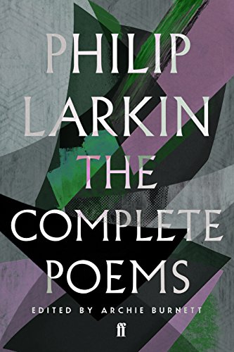 Book cover for The Complete Poems of Philip Larkin with abstract geometric background design.