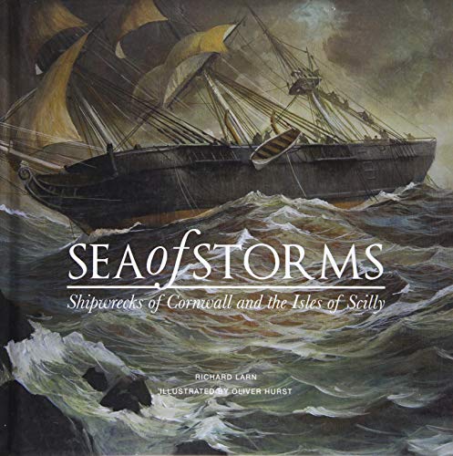 Painting of a sailing ship navigating rough, stormy seas on a book cover.