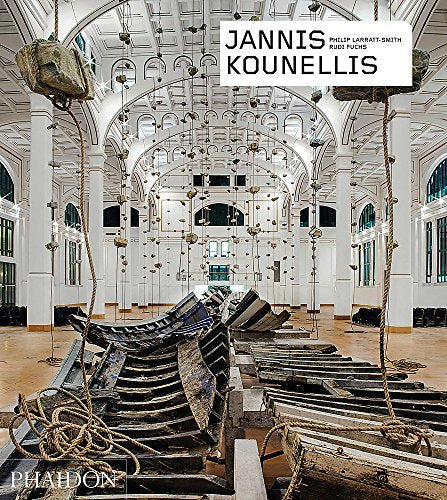 Book cover featuring a large installation with boats and hanging stones.