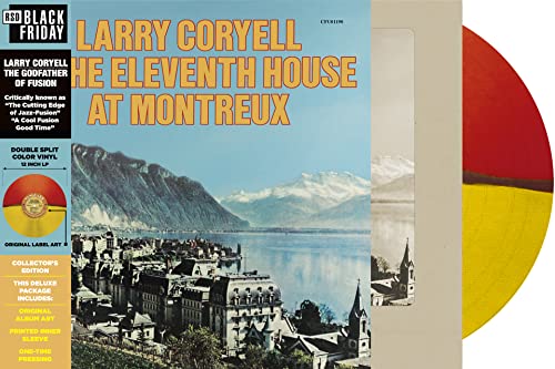 Larry Coryell’s “At Montreux” vinyl record with red and yellow discs.