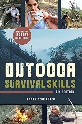 Book cover: "Outdoor Survival Skills" with images of people in wilderness settings.