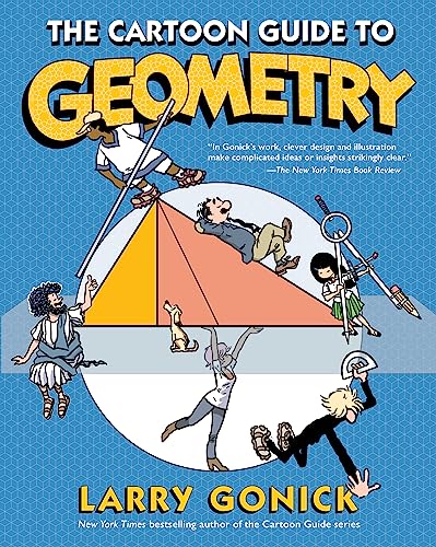 Book cover: "The Cartoon Guide to Geometry" with cartoon figures and shapes.