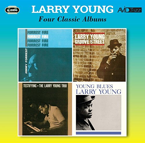 CD cover featuring portraits and album titles by jazz musician Larry Young.