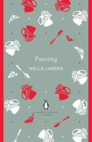Book cover with grey background, red and white tea cup pattern, and red border.