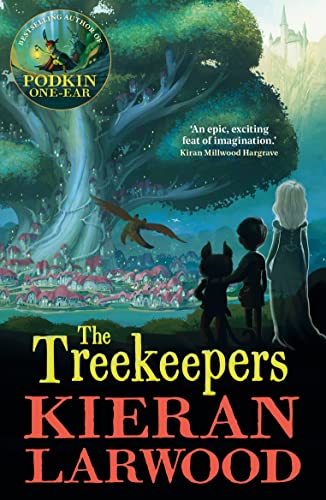 Book cover showing three figures looking at a glowing village beneath a giant tree.