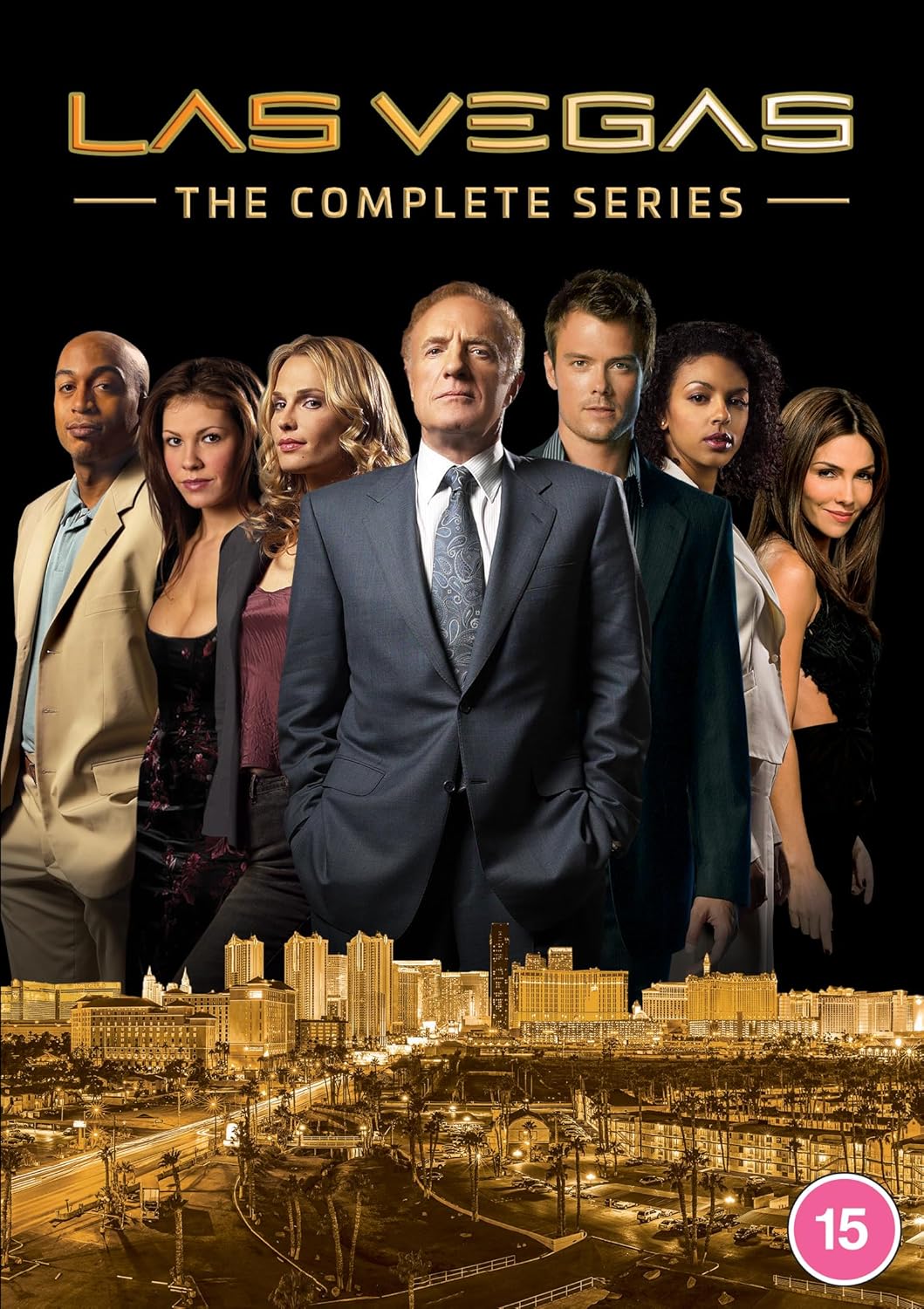 DVD cover featuring the Las Vegas cast above a nighttime cityscape of Las Vegas.