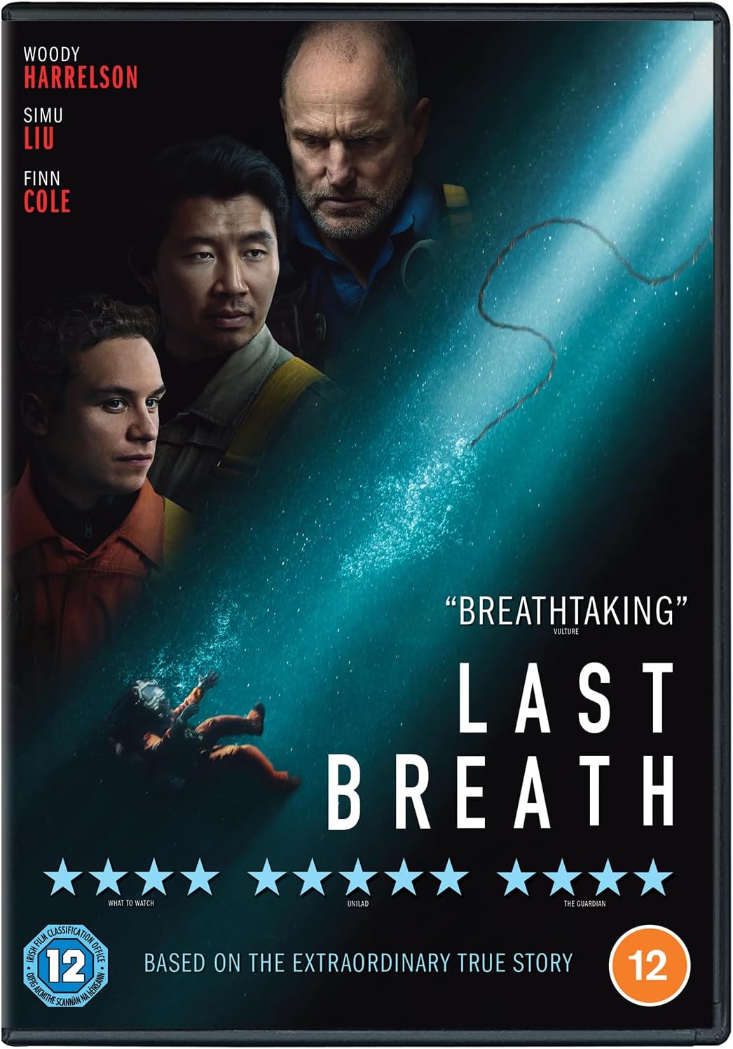 DVD cover for "Last Breath" featuring Woody Harrelson and a diver underwater.