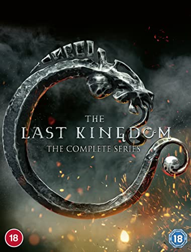 The Last Kingdom The Complete Series DVD cover featuring a metallic dragon design.