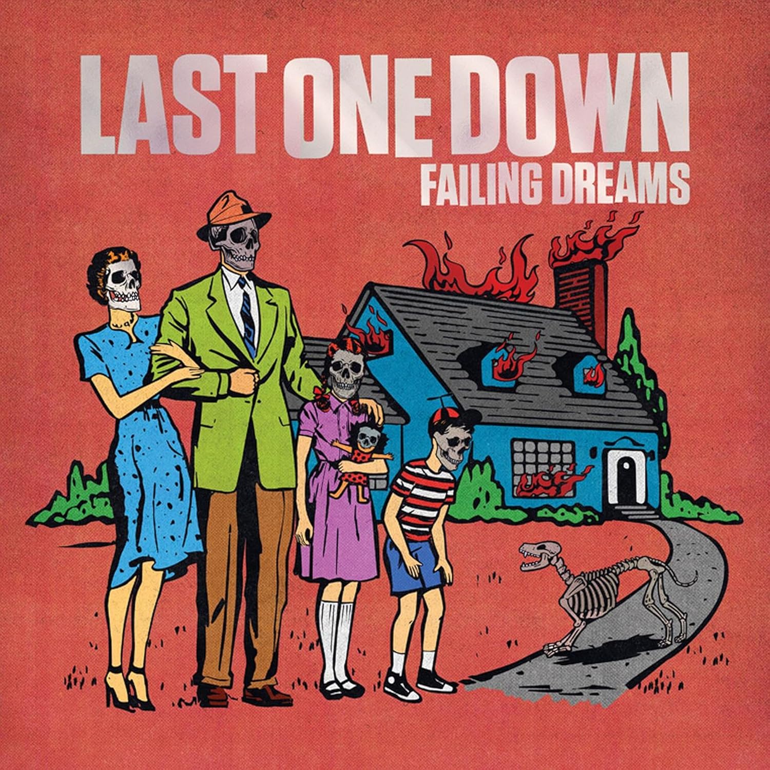 Vinyl record of “Last One Down - Failing Dreams” with barcode visible.