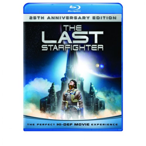 Blu-ray cover for "The Last Starfighter" featuring a spaceship and figure.