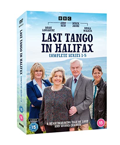 Last Tango in Halifax" DVD boxset featuring Sarah Lancashire, Derek Jacobi, and cast.
