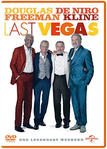 Last Vegas" DVD cover featuring four men in suits, Douglas, De Niro, Freeman, Kline.