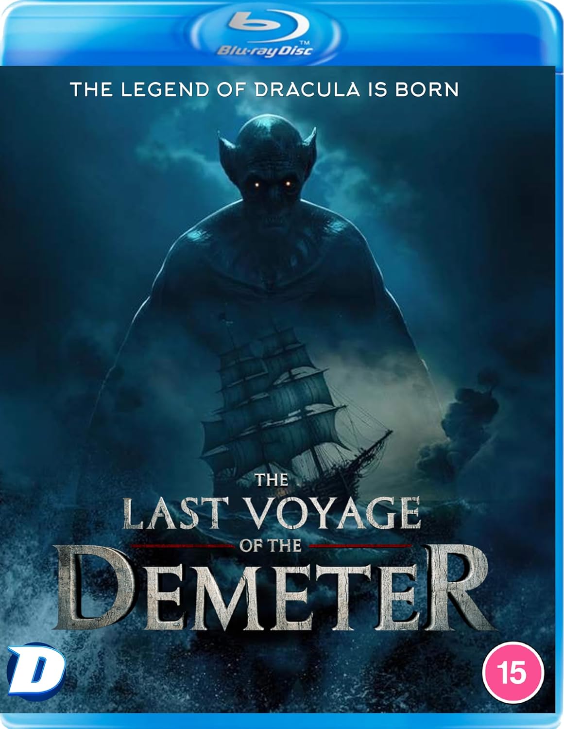 Blu-ray cover art featuring a dark, monstrous figure looming over a ship at sea.