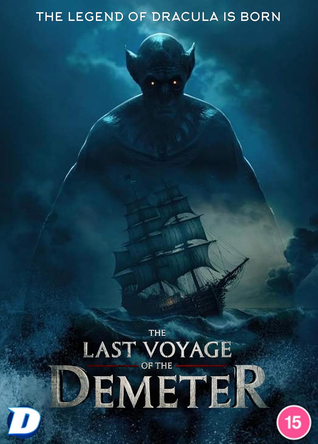 DVD cover for "Last Voyage of the Demeter" featuring a ship and shadowy figure.