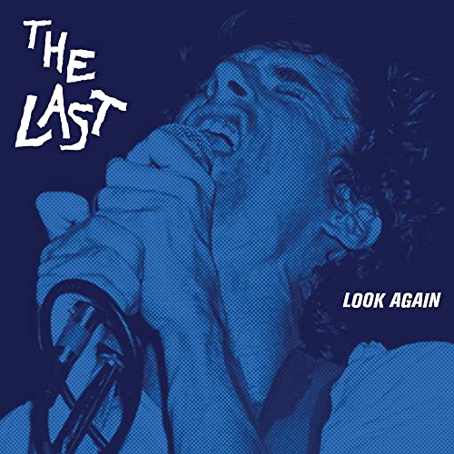 Blue halftone album cover featuring a singer with a microphone.