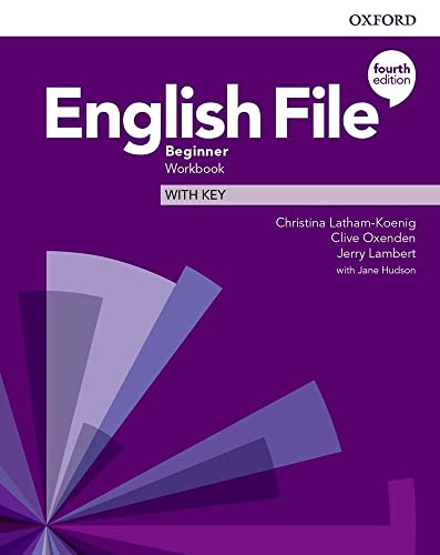 Purple "English File: Beginner" workbook cover with white text and authors’ names.