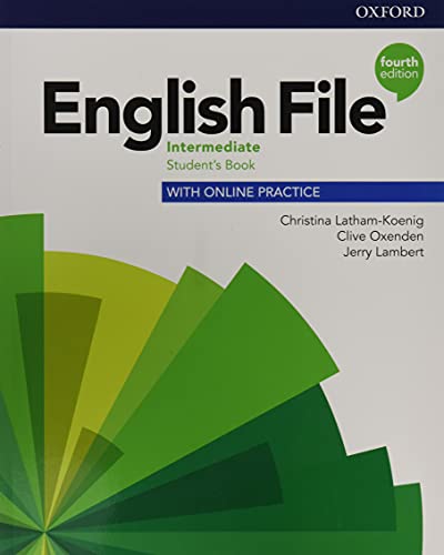 English File Intermediate Student's Book cover with green geometric fan design.