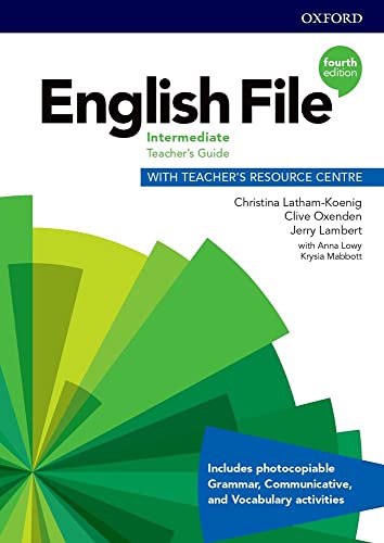 Cover of “English File: Intermediate: Teacher’s Guide” textbook, fourth edition.