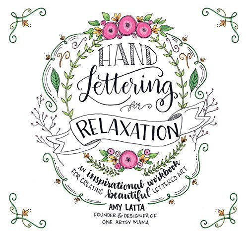 Hand lettering workbook cover with floral wreath and cursive text.