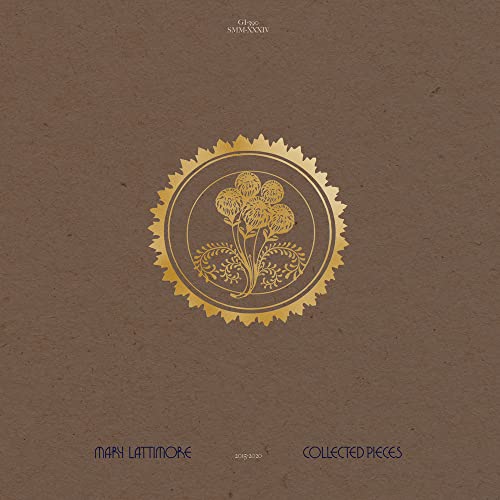Vinyl record cover: brown background with gold floral design and text.