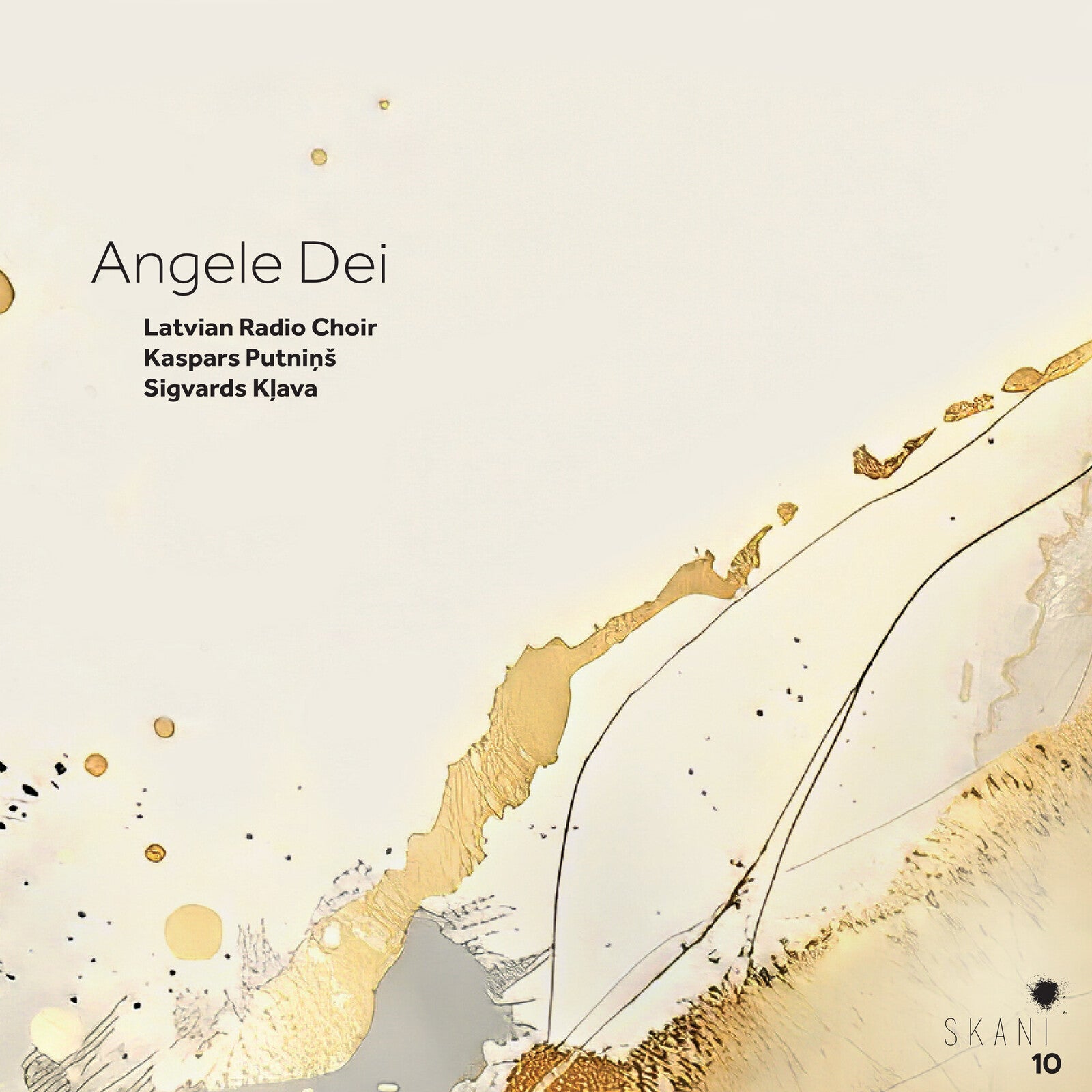 CD cover for Latvian Radio Choir’s “Angele Dei” with abstract art.