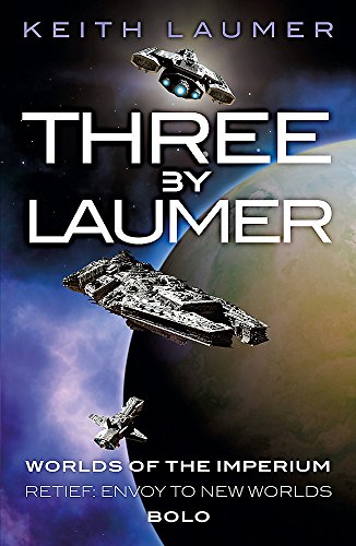 Book cover with spaceships and text: "Three By Laumer" and titles.