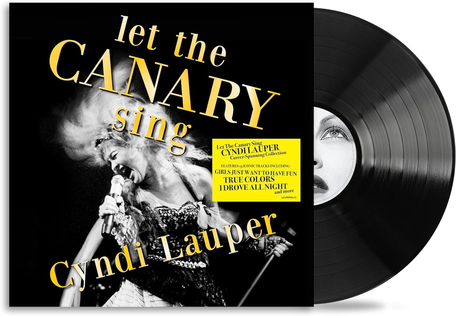 Cyndi Lauper's "Let The Canary Sing" vinyl record album cover and disc.
