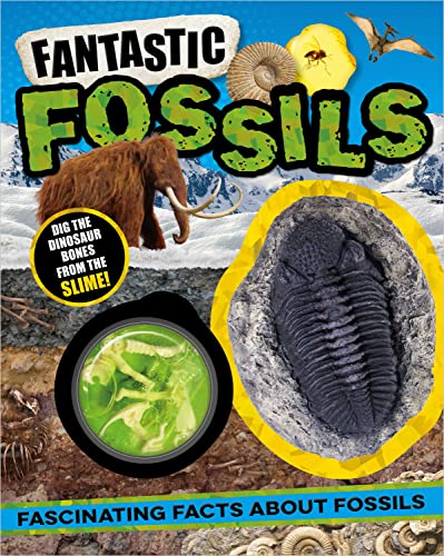 Book cover: "Fantastic Fossils" with images of fossils and prehistoric animals.
