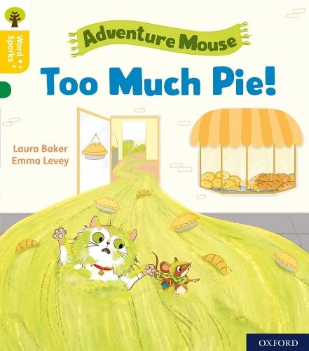 Book cover: cat and mouse overwhelmed by a flood of pies.