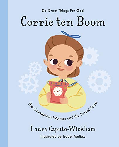 Children’s book cover featuring illustrated Corrie ten Boom with a hidden clock.