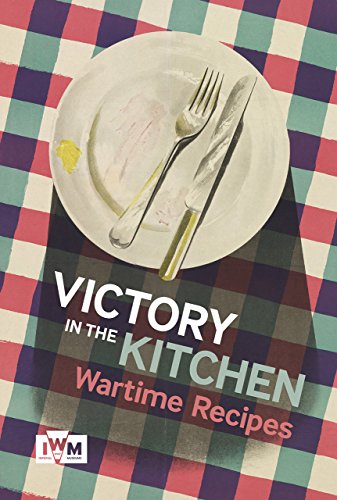 Book cover showing a fork and knife on a plate over a checkered tablecloth.