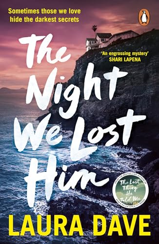 Book cover: “The Night We Lost Him” with a cliffside house image.