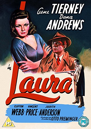 DVD cover art for the film Laura featuring Gene Tierney and Dana Andrews.