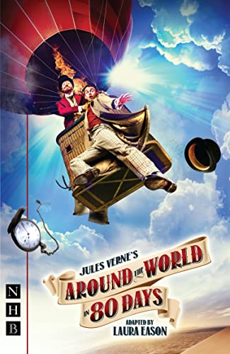 Play cover: two men in a hot air balloon, clock, title text.
