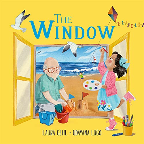 Book cover: child painting a beach scene with an elderly man.