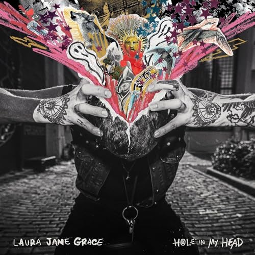 Album cover for Laura Jane Grace’s “Hole In My Head” with colorful collage art.